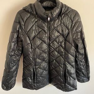 London Fog Black‎ Lightweight Packable Down Puffer Jacket Size Medium